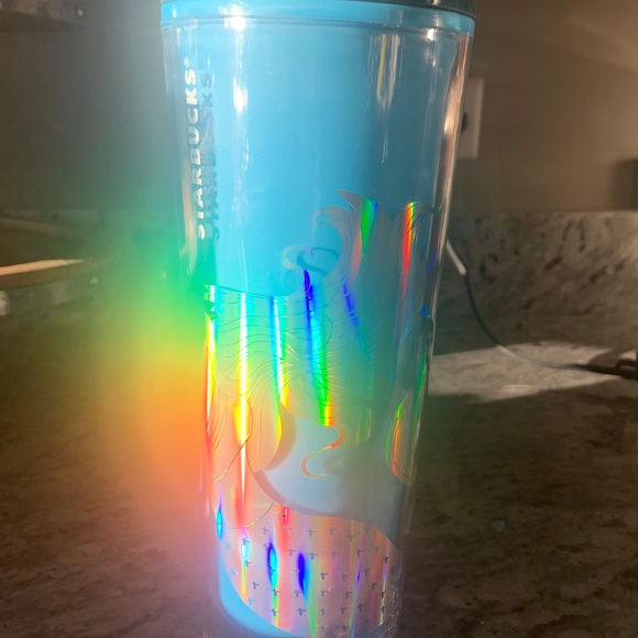 Blue Tall Starbucks Mermaid Tumbler with straw. - Picture 3 of 4